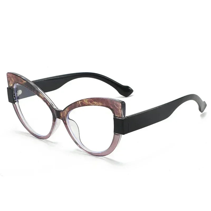 Women Large Cat Eye Reading Glasses Trendy Fashionable Oversized Far Sight Eyeglasses Men Female Anti-blue Plus Diopter Glasses