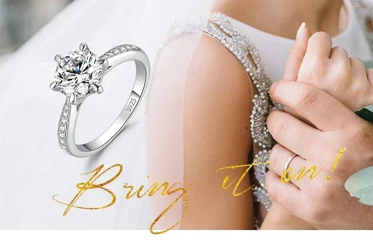 JewelryPalace Moissanite D Color 0.5ct 1ct 1.5ct 2ct 3ct Round S925 Sterling Silver Wedding Engagement Ring for Women