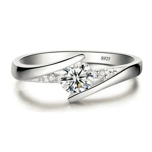 2024 Cute Female Small Round Zircon Stone Ring Vintage Silver Color Wedding Jewelry Promise Crystal Engagement Rings For Women