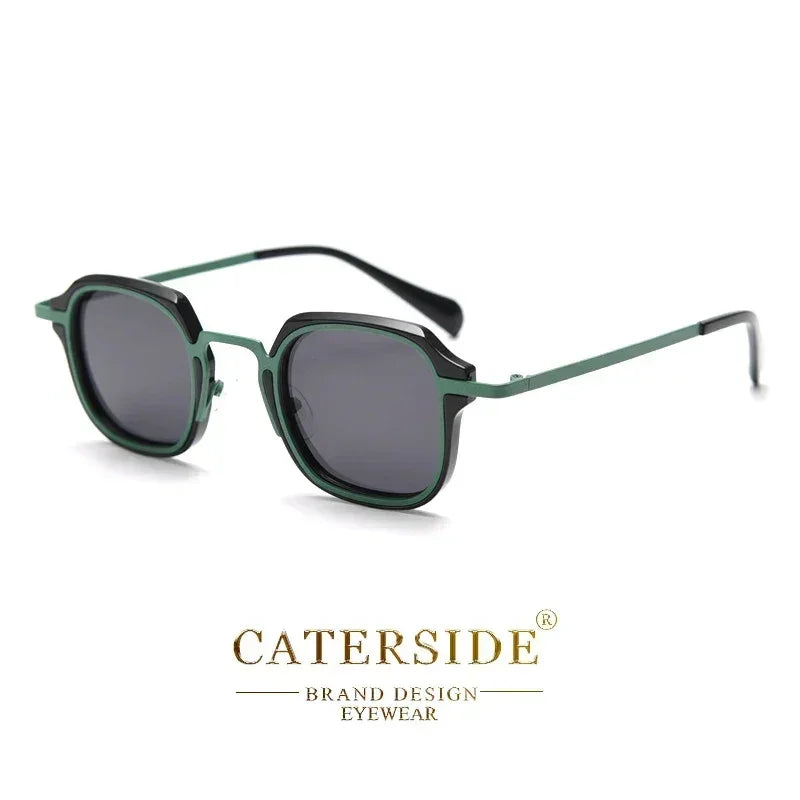 Caterside Punk Retro Polarized Sunglasses Men Mental Fashion Square Sun Glasses Women Outdoor Travel Driving Eyewear UV400