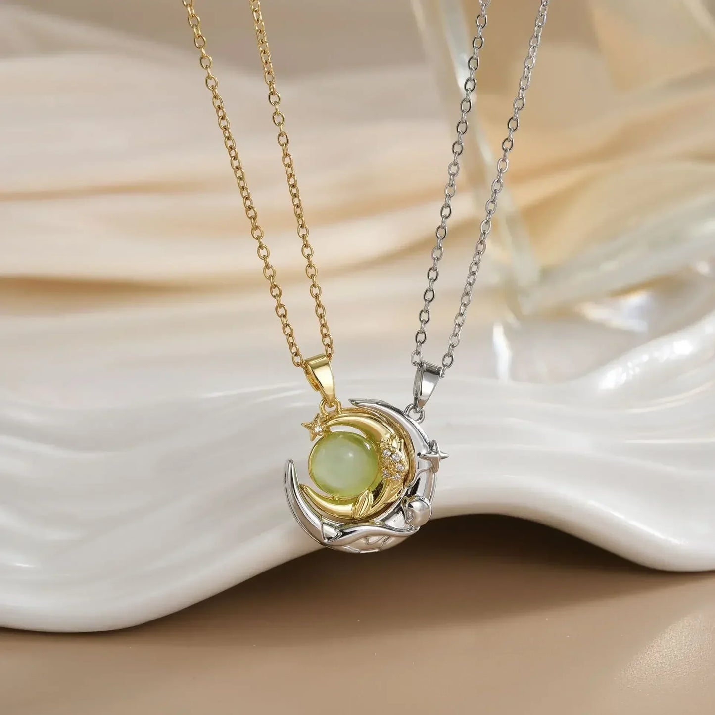 LATS New Stainless Steel Magnetic Sun Moon Couple Necklace Fashion Chain for Men and Women Good Friend Gifts Trend Jewelry