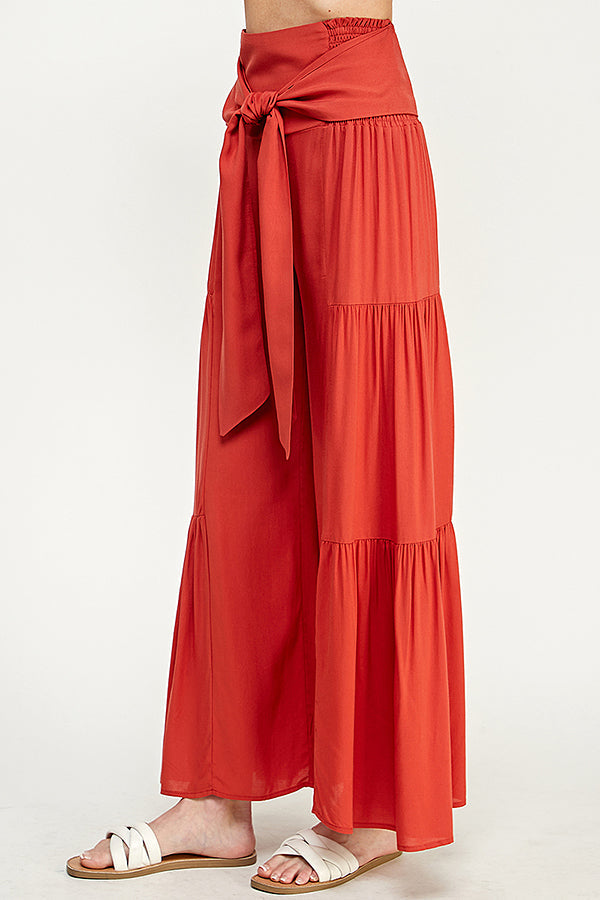 SB0217-(SMLXL:1111=4pcs)-WOVEN SMOCKING WAIST LONG PANTS-$13