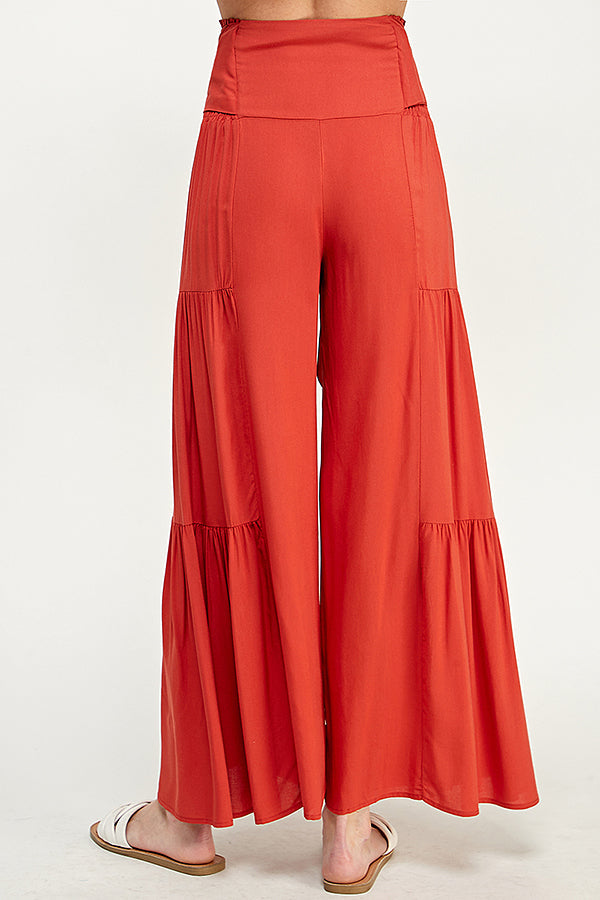 SB0217-(SMLXL:1111=4pcs)-WOVEN SMOCKING WAIST LONG PANTS-$13