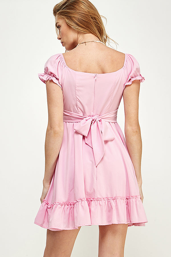 SD0209-(SMLXL:1111=4pcs)-STRETCHED WOVEN TIE WAIST DRESS-$8