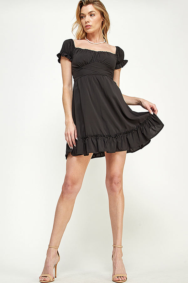 SD0209-(SMLXL:1111=4pcs)-STRETCHED WOVEN TIE WAIST DRESS-$8
