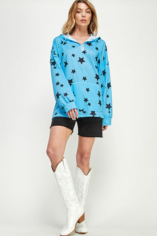 ST0181 Long Sleeve Zipper Hoodie Drawstring Top. | Burzip Inc #ST0181-LONG
