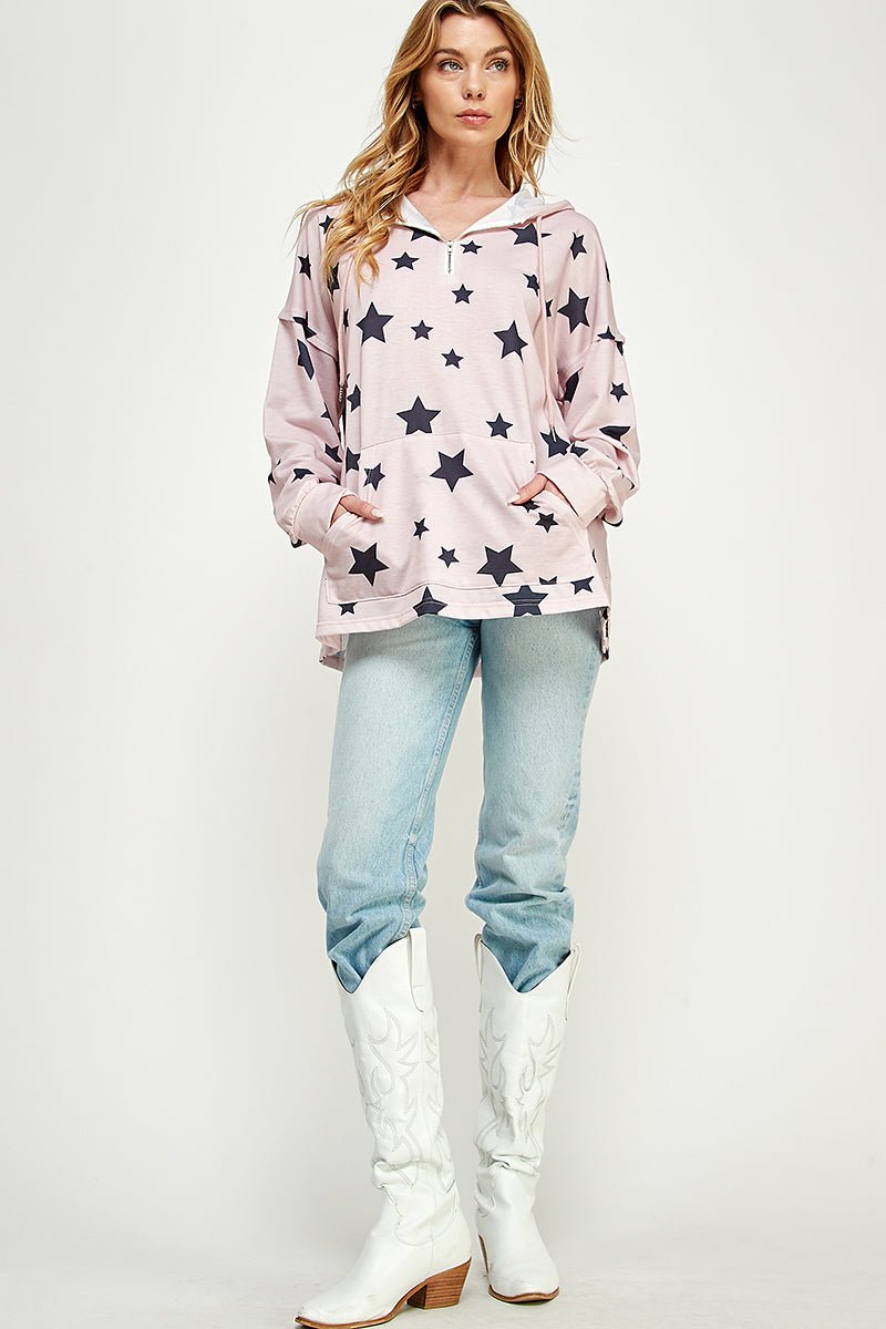 ST0181 Long Sleeve Zipper Hoodie Drawstring Top. | Burzip Inc #ST0181-LONG
