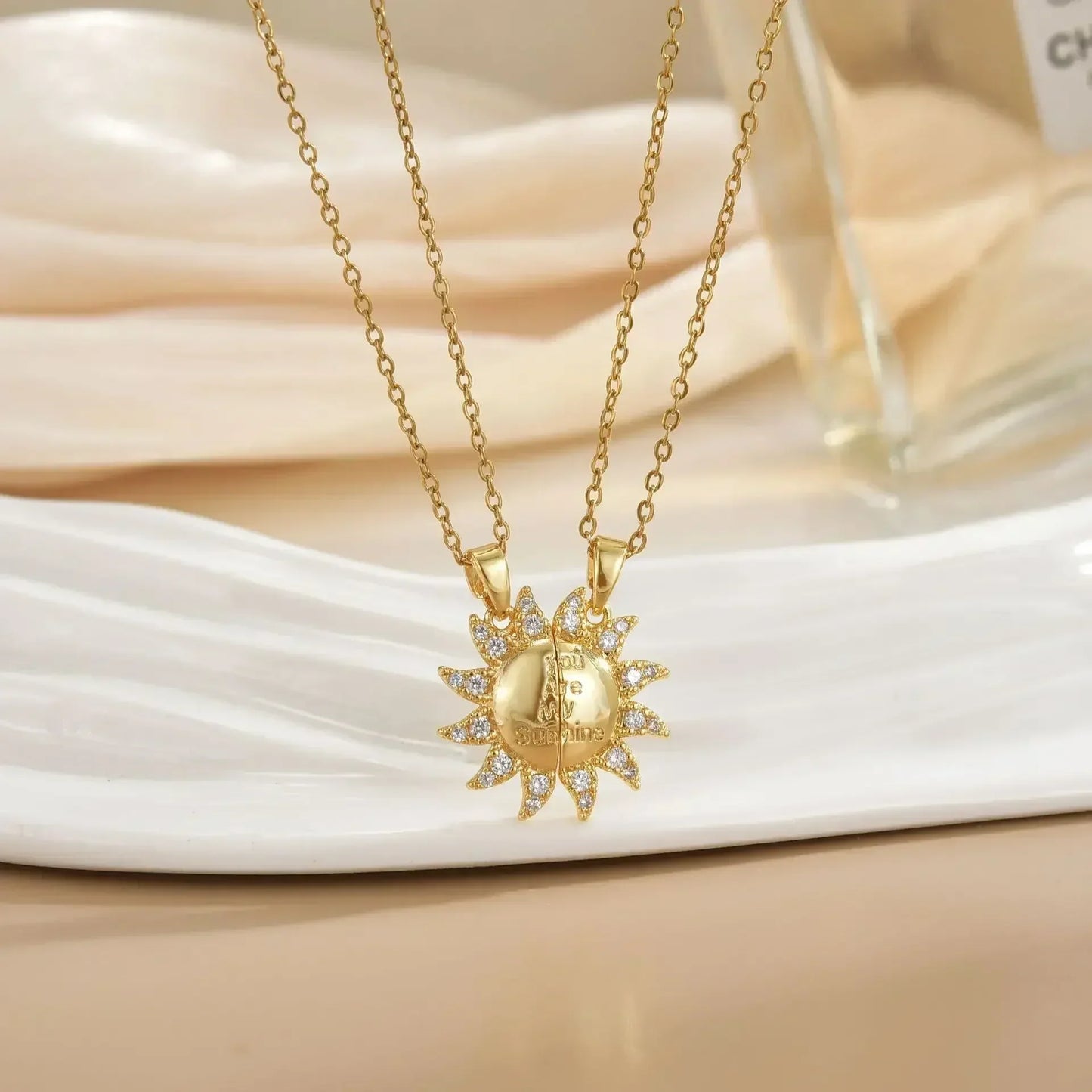 LATS New Stainless Steel Magnetic Sun Moon Couple Necklace Fashion Chain for Men and Women Good Friend Gifts Trend Jewelry