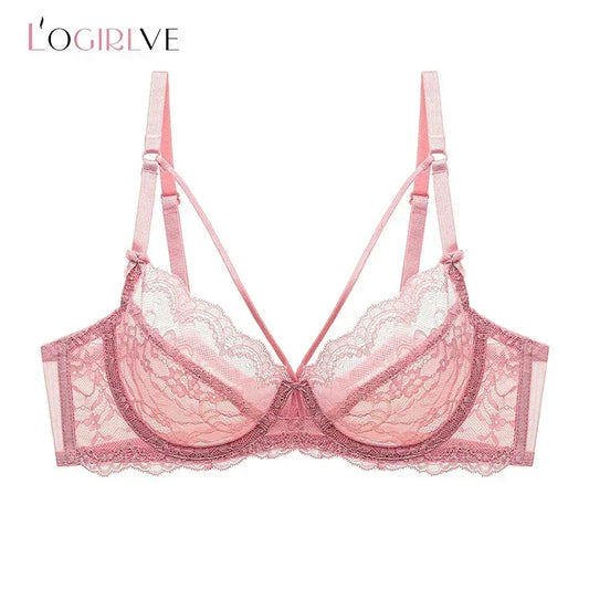 Logirlve Wholesale 3PCS Sexy Underwear Woman Lace Bras Hollow out Ultrathin Bra Women's lingerie Big Size Bra