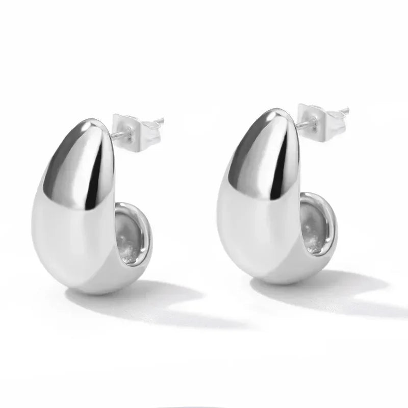 Circle Earrings For Women Vintage Punk Round Baroque Pearl Earrings Stainless Steel Circle Ear Clip Women Jewelry Gift Mujer