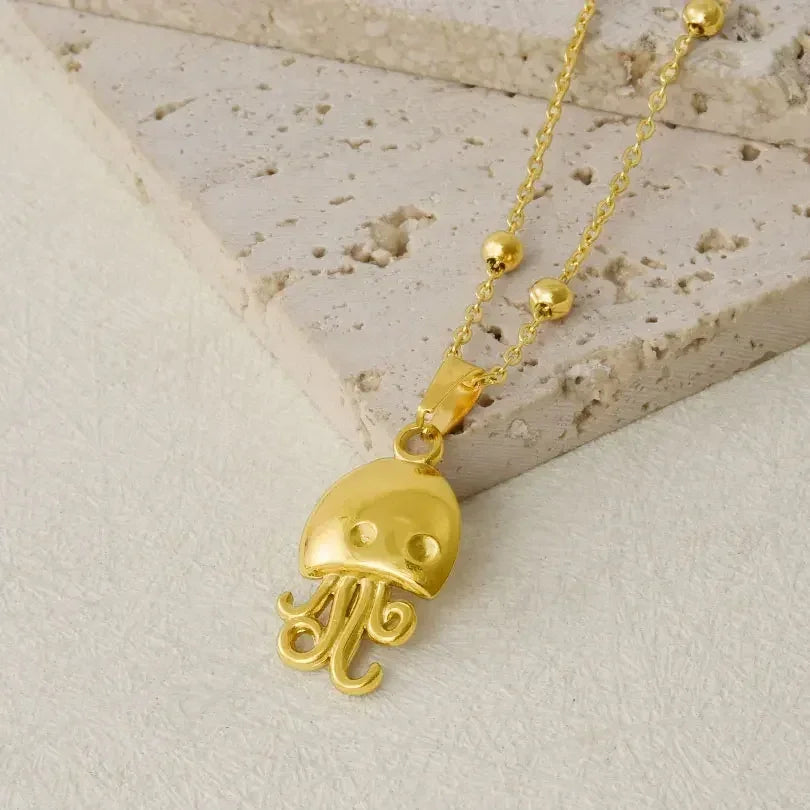 1Pc Temperament Fashion Summer Beach Blue Marine Life Sea Horse Shell Turtle Mini Fish Bead Necklace Classic Clavicle Chain