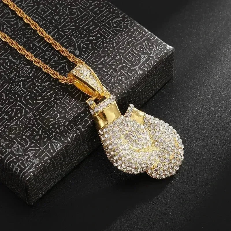 Ice Out Zircon Polite Gesture Middle Finger Necklace Men Women Punk Hip Hop Rap Rock Party Jewelry Gift