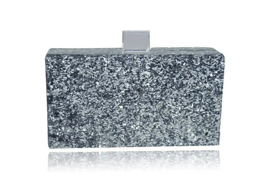 Silver Glitter Acrylic Box Clutch