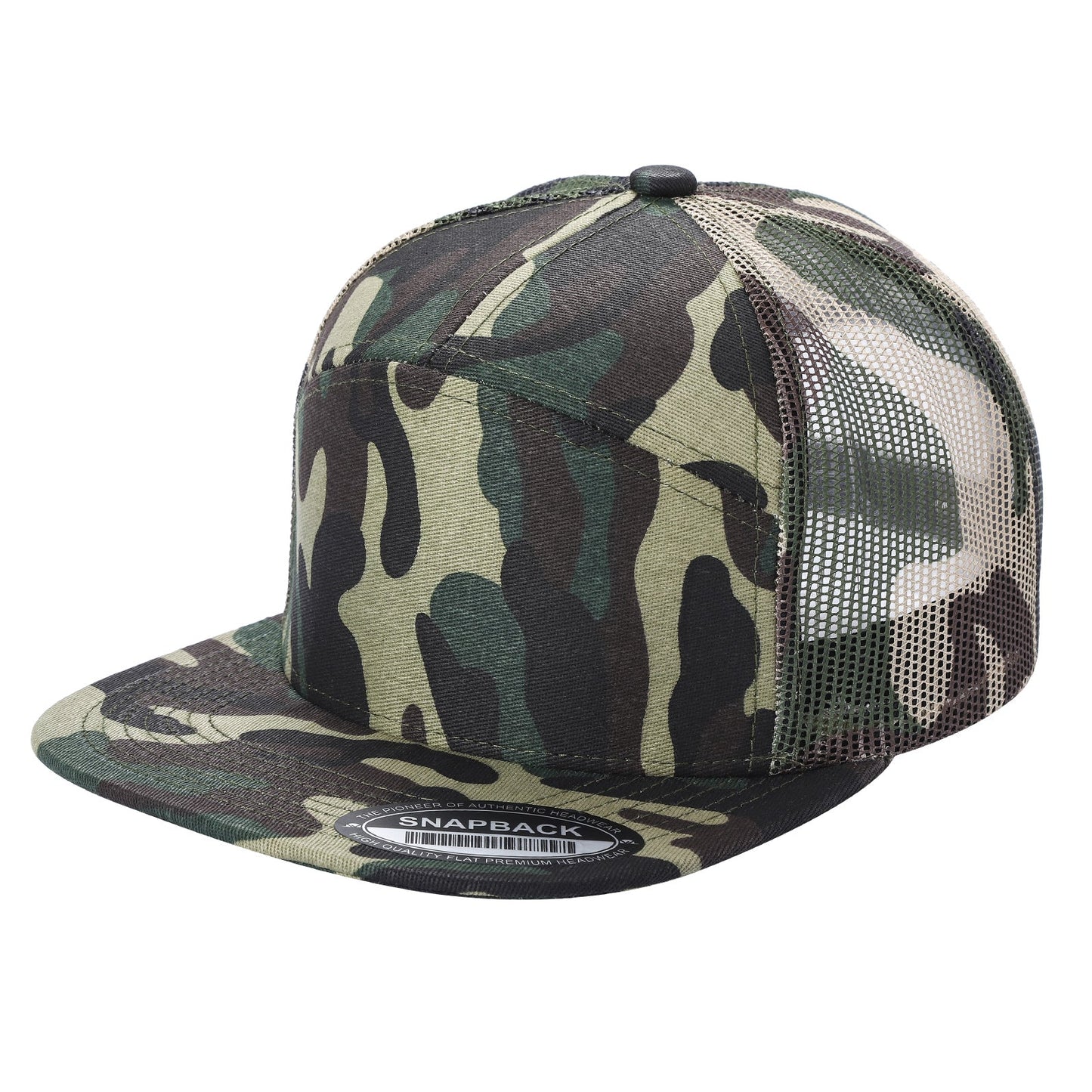 7panel Flatbill Trucker Mesh Snapback Blank Hats 7ftm | Burzip Inc