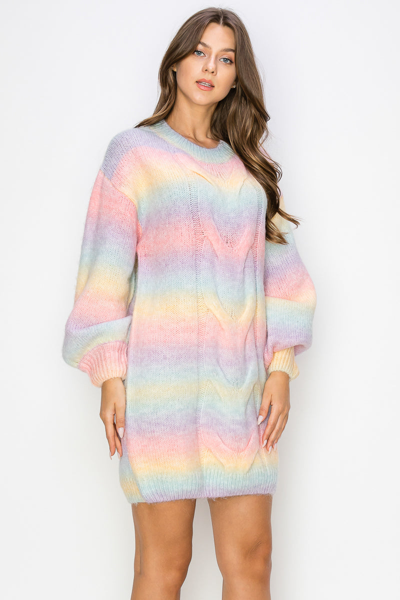WD0040 PK3 Rainbow Sweater Mini Dress | Burzip Inc #WD0040-PK3