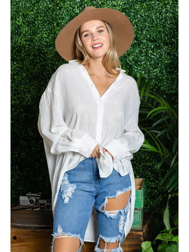 ST0105-1PC-WASHED OVERSIZED BUTTON UP SHIRTS-$25 (DISPLAY SAMPLE)