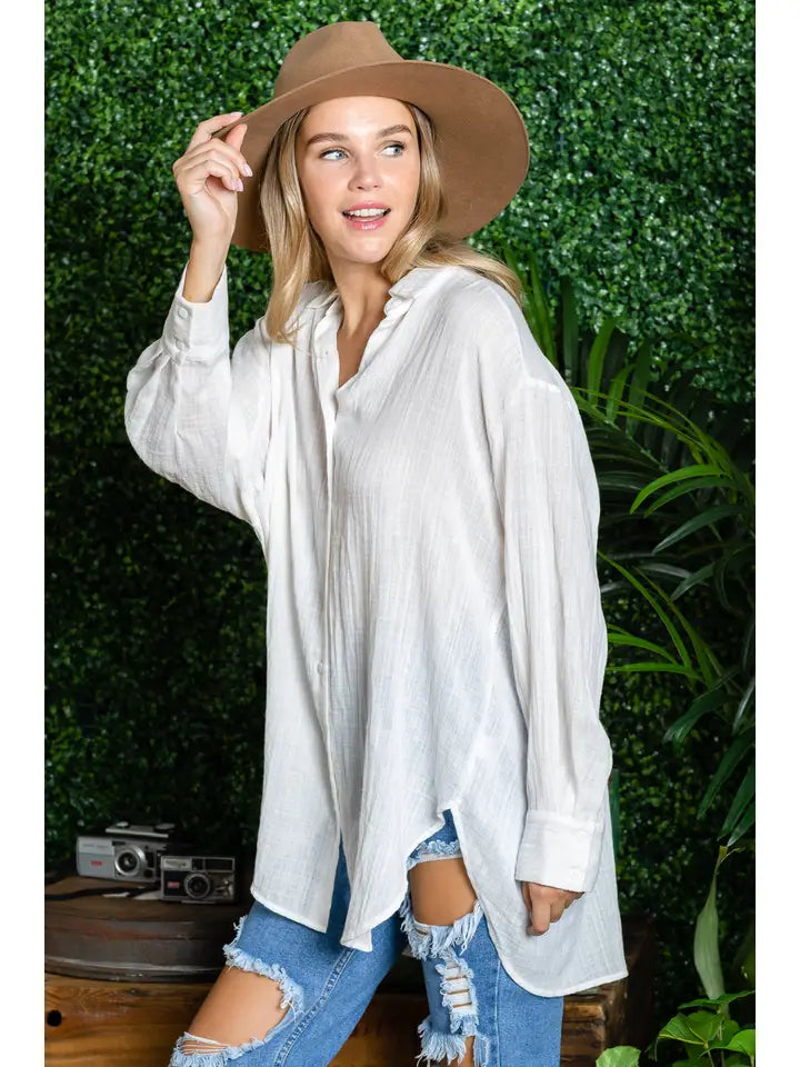 ST0105-1PC-WASHED OVERSIZED BUTTON UP SHIRTS-$25 (DISPLAY SAMPLE)