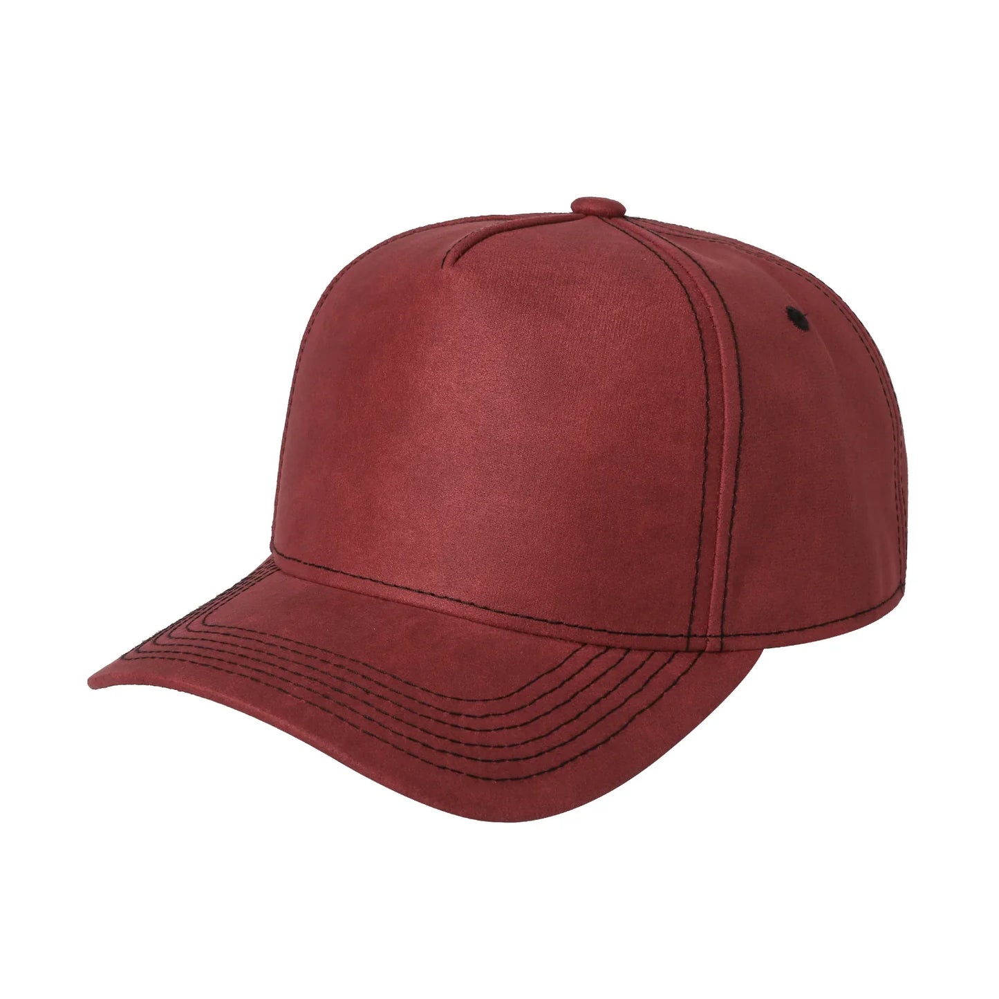 5panel Textured Leather Pu Fabric Snapback Cap 5rs | Burzip Inc