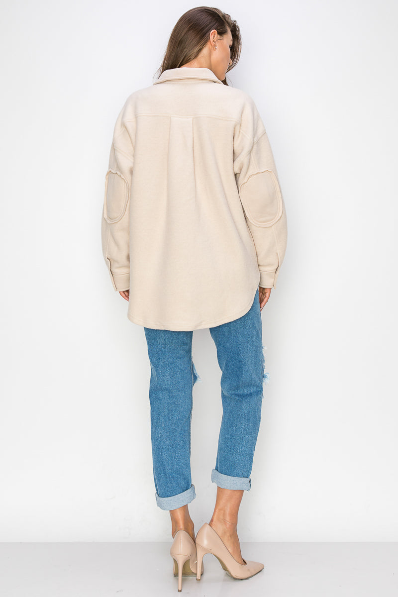 WK0022 PK3 Fleece Button Down Oversized Jacket | Burzip Inc #WK0022-PK3