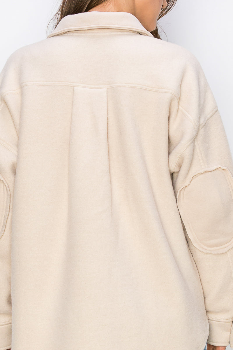 WK0022 PK3 Fleece Button Down Oversized Jacket | Burzip Inc #WK0022-PK3