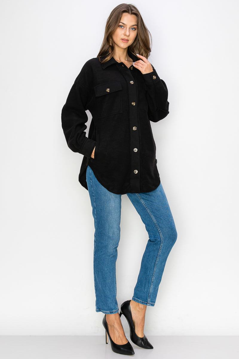 WK0022 PK3 Fleece Button Down Oversized Jacket | Burzip Inc #WK0022-PK3