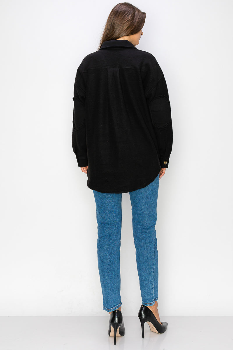 WK0022 PK3 Fleece Button Down Oversized Jacket | Burzip Inc #WK0022-PK3