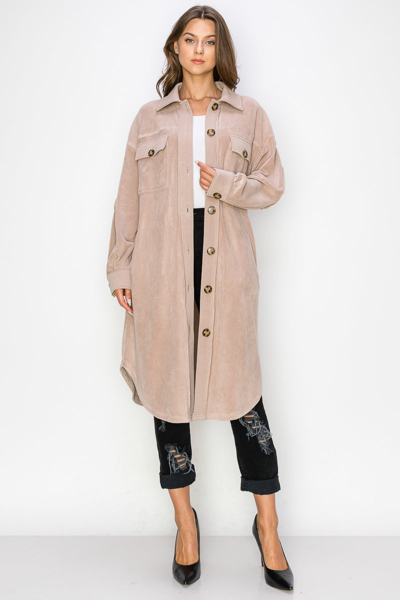 WK0029 PK3 Reverse Fleece Drop Sleeve Long Jacket | Burzip Inc #WK0029-PK3