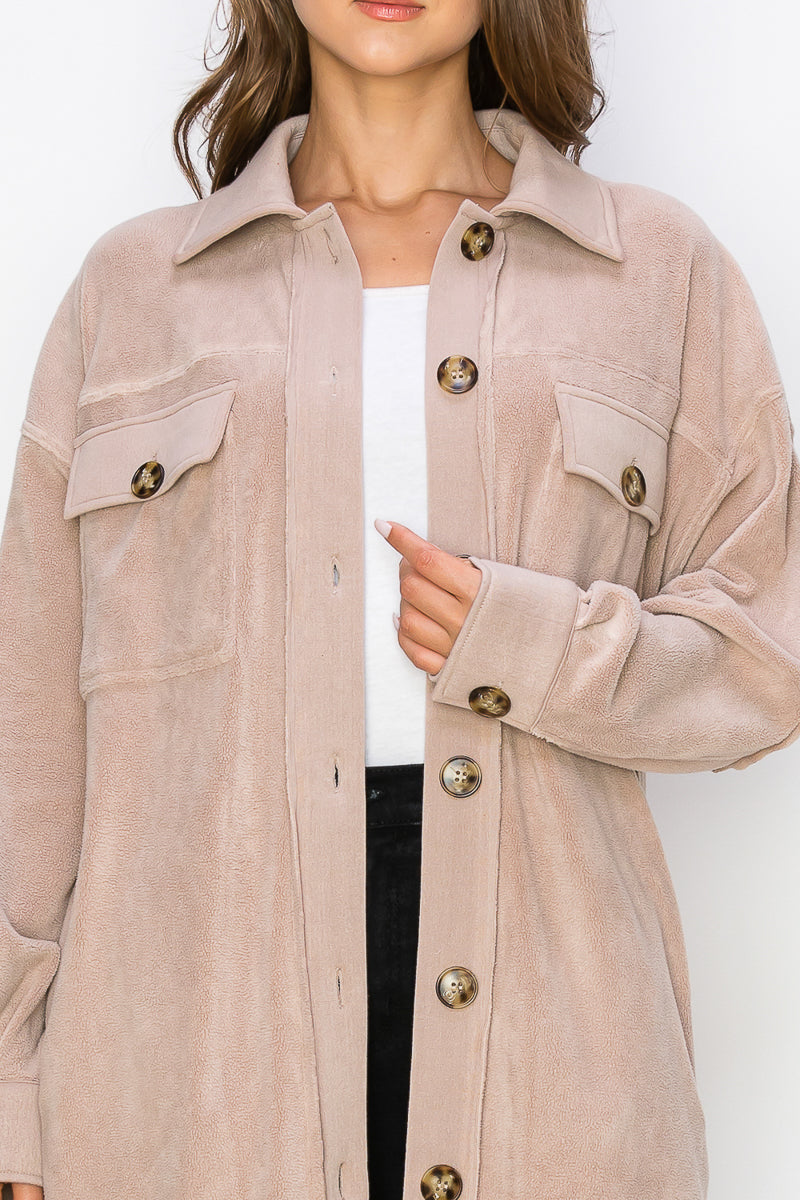 WK0029 PK3 Reverse Fleece Drop Sleeve Long Jacket | Burzip Inc #WK0029-PK3