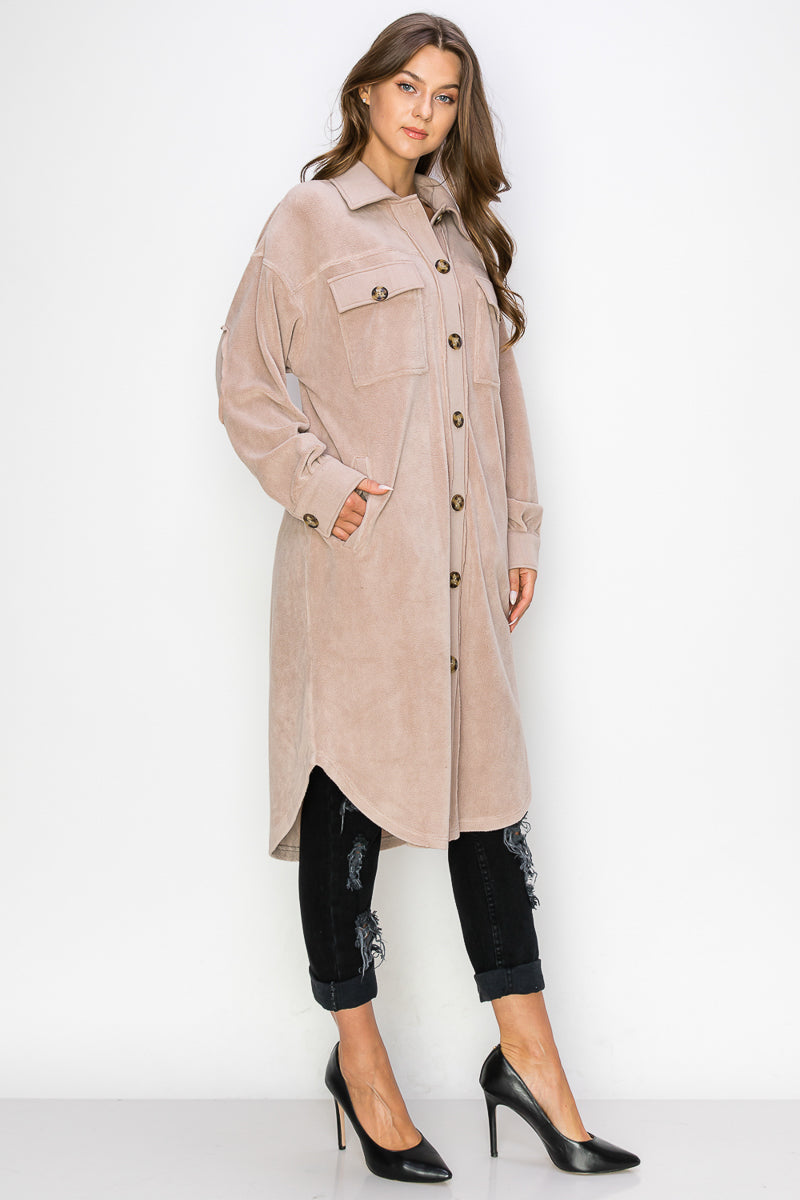 WK0029-1PC-REVERSE FLEECE DROP-SLEEVE LONG JACKET-$35/PC (TEST SAMPLE)