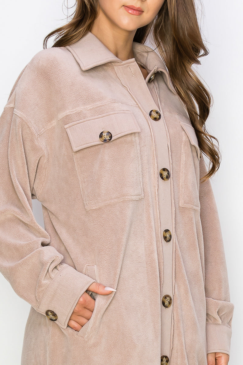 WK0029 PK3 Reverse Fleece Drop Sleeve Long Jacket | Burzip Inc #WK0029-PK3