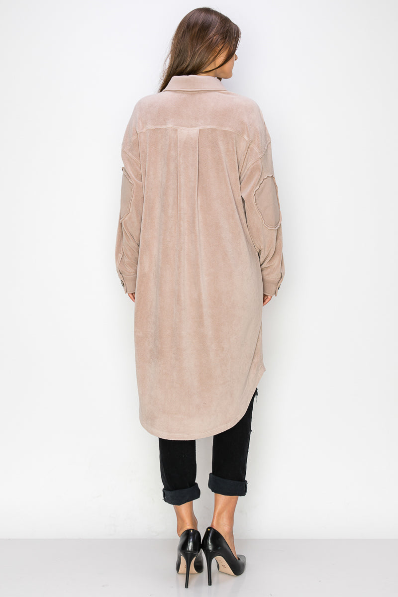 WK0029-1PC-REVERSE FLEECE DROP-SLEEVE LONG JACKET-$35/PC (TEST SAMPLE)