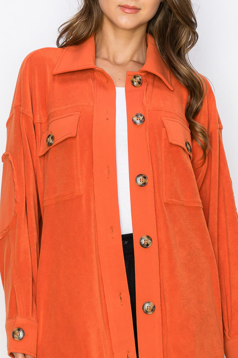 WK0029 PK3 Reverse Fleece Drop Sleeve Long Jacket | Burzip Inc #WK0029-PK3