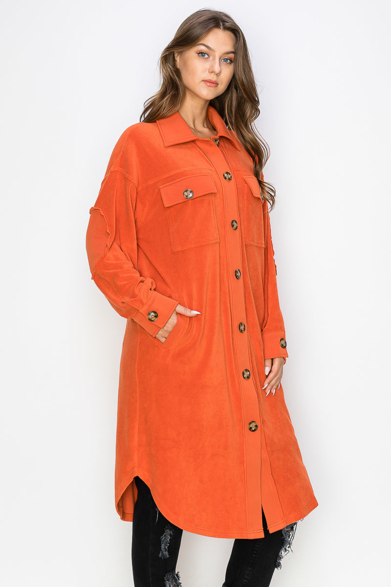 WK0029 PK3 Reverse Fleece Drop Sleeve Long Jacket | Burzip Inc #WK0029-PK3
