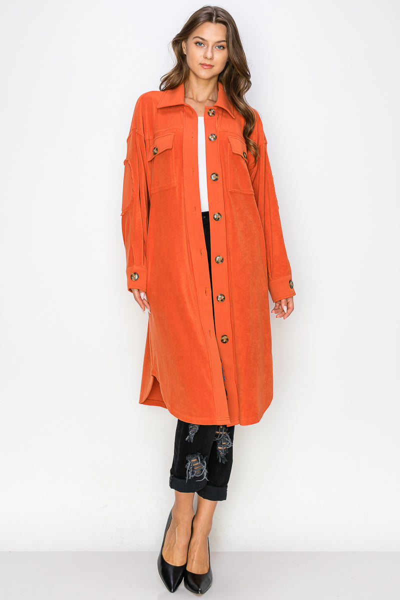 WK0029-1PC-REVERSE FLEECE DROP-SLEEVE LONG JACKET-$35/PC (TEST SAMPLE)