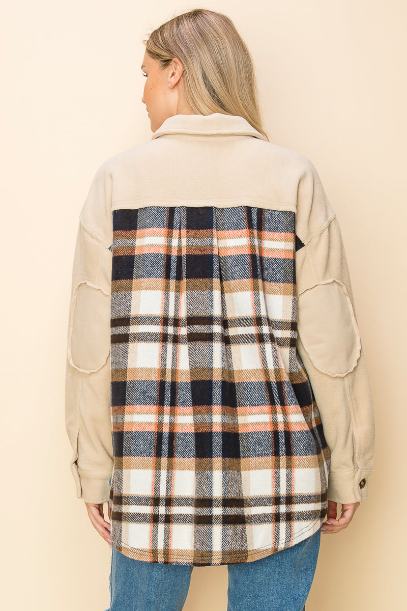 WK0044 PK3 Plaid Long Sleeve Shacket | Burzip Inc #WK0044-PK3
