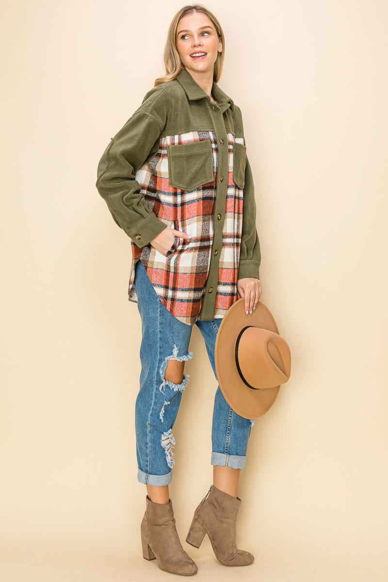 WK0044 PK3 Plaid Long Sleeve Shacket | Burzip Inc #WK0044-PK3