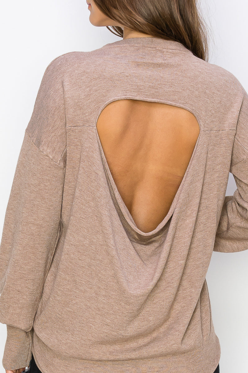 WT0001-CUTOUT DRAPED BACK PULLOVER (SMLXL)-$25
