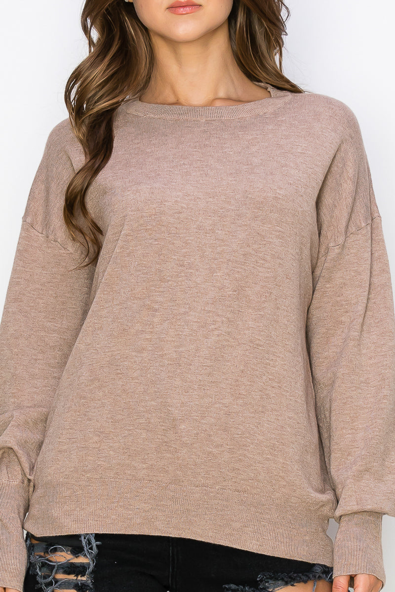 WT0001-CUTOUT DRAPED BACK PULLOVER (SMLXL)-$25