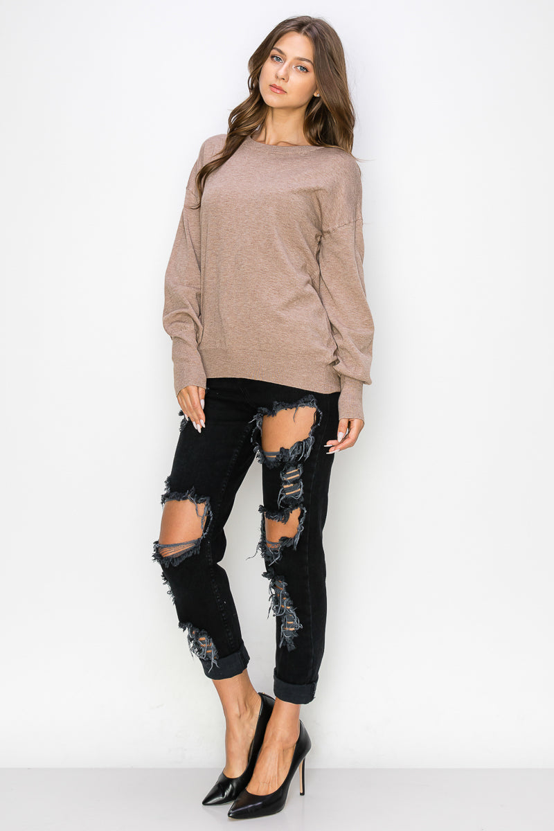 WT0001 Wholesale Cutout Draped Back Pullover (smlxl) | Burzip Inc #WT0001