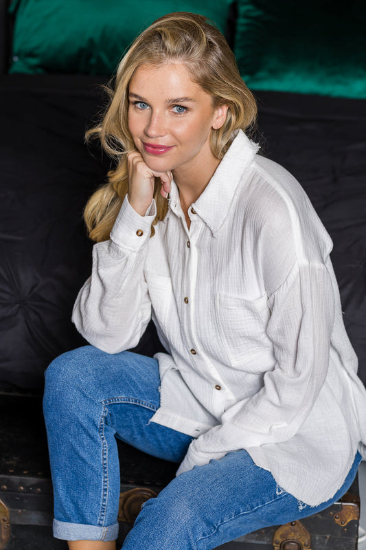 WT0039 PK4 Oversized Button Up Shirt | Burzip Inc #WT0039-PK4