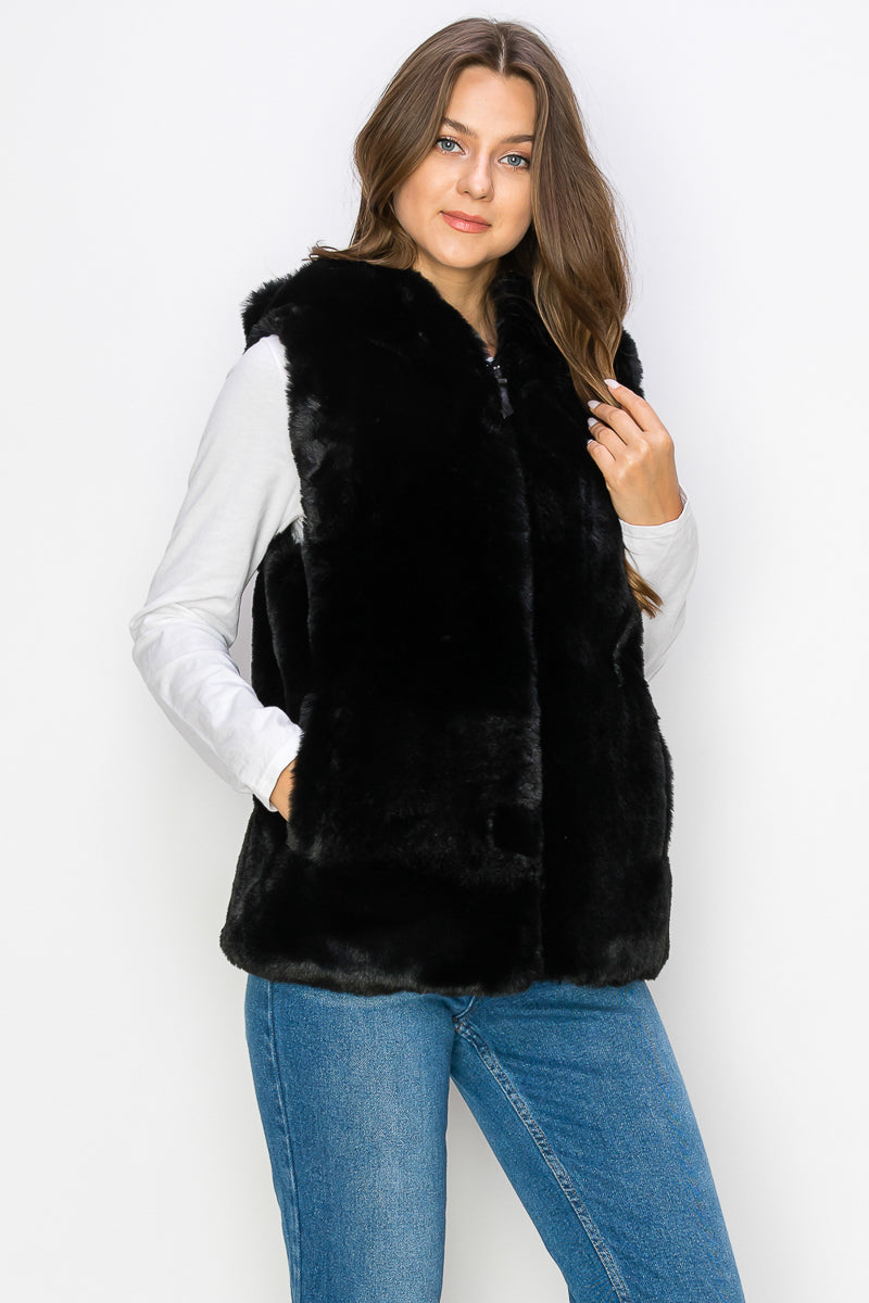 WV0038-PK4-RABBIT FUR VEST W/HOOD ZIP UP-$25(SMLXL:1111=4PCS)