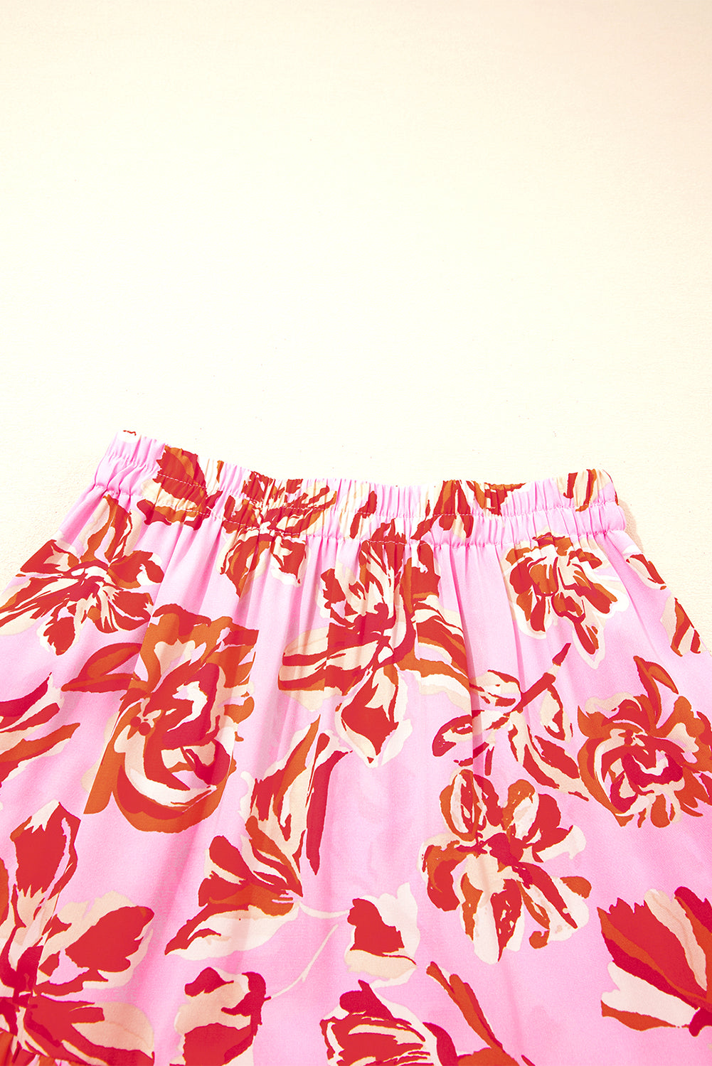 Blue Bohemian Floral Print Tiered Maxi Skirt with Split