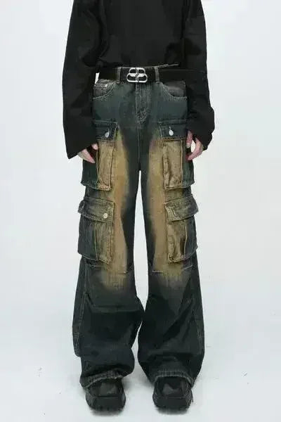 High Waist Jeans with Cargo Pockets