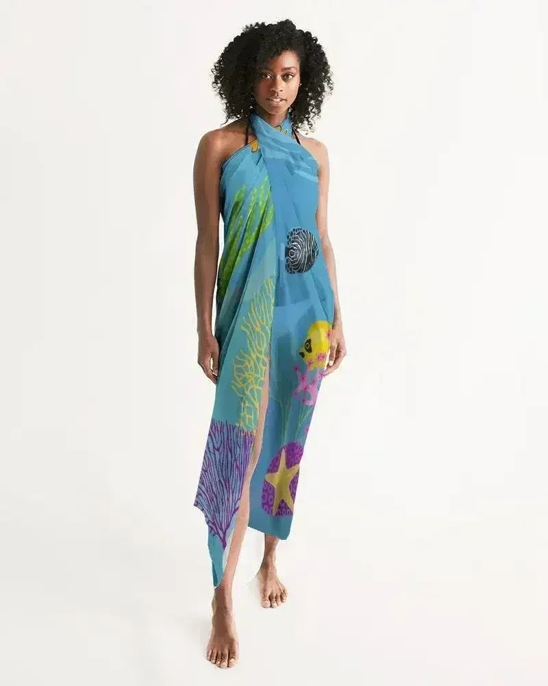 Sheer Aquatic Blue Swimsuit Cover Up