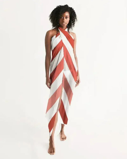 Sheer Herringbone Red Swimsuit Cover Up