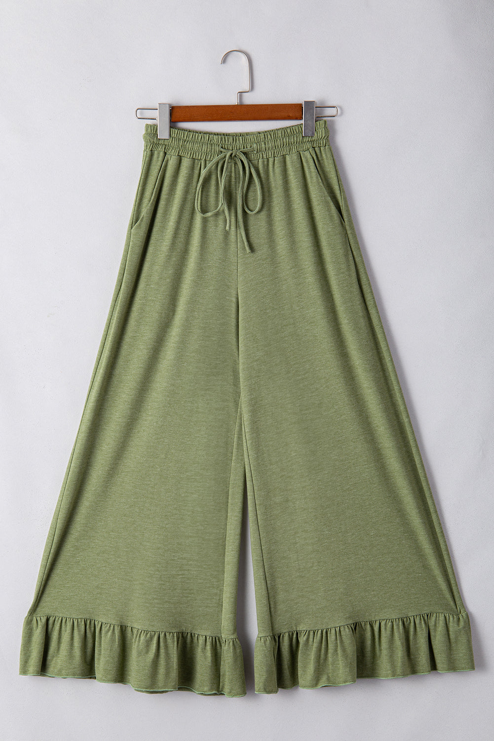Dune Solid Color Ruffle Hem Wide Leg Pants