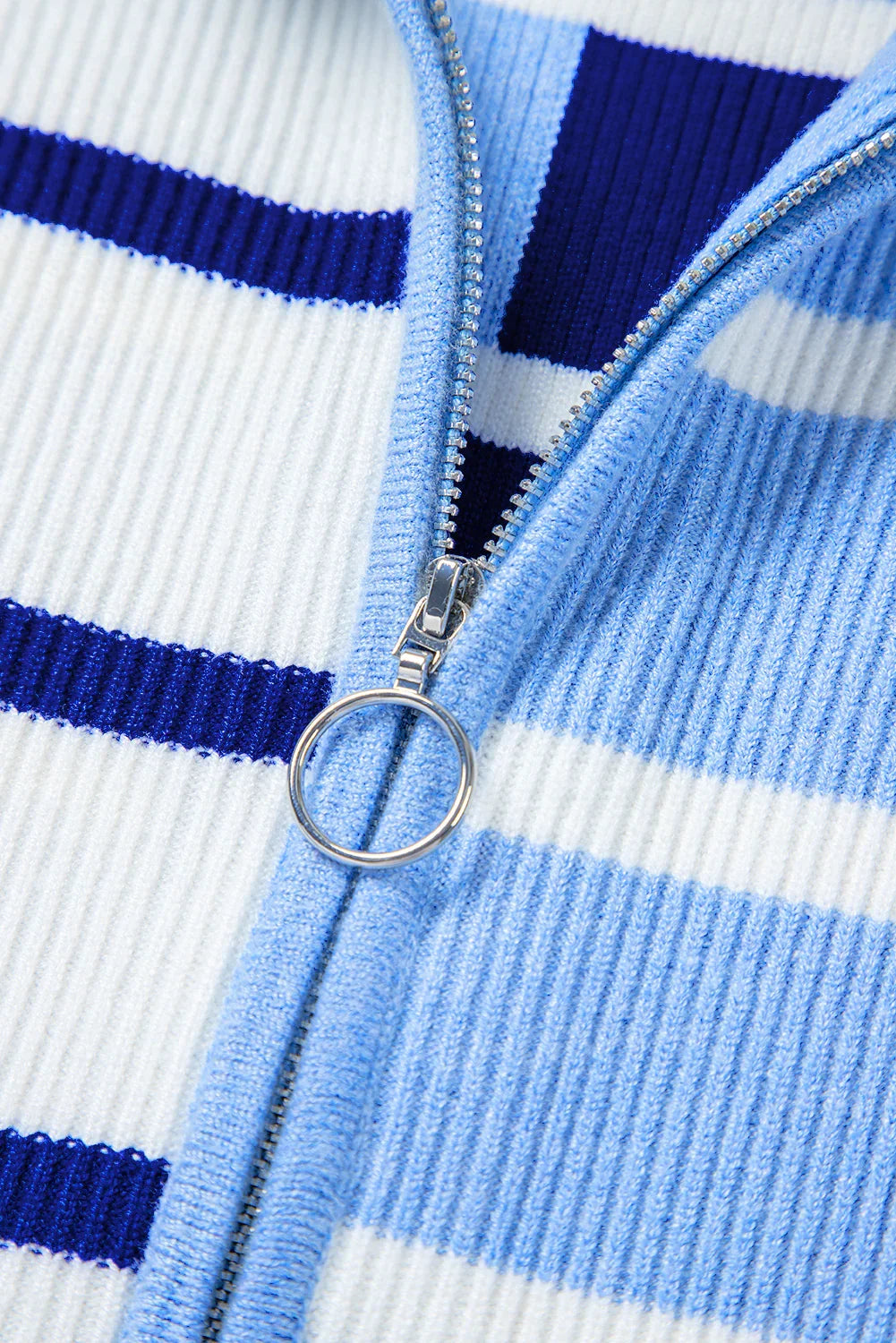Black Stripe Quarter Zip Collar Knit Vest