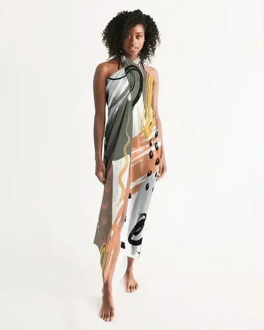 Sheer Circular Multicolor Green Swimsuit Cover Up