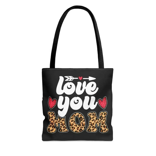 Large Tote Bag Love you Mom Leopard Print