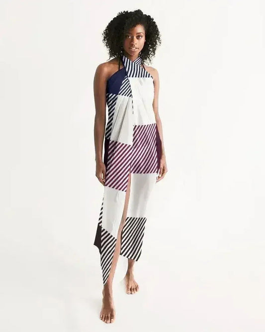 Sheer Sarong Swimsuit Cover Up Wrap / White Grid